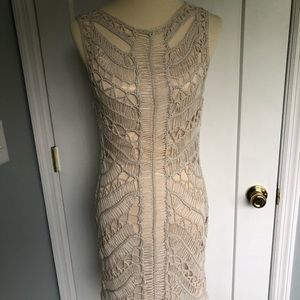 Crotchet dress with nude slip